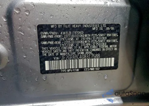 2016 Subaru Crosstrek Premium from USA, damaged, VIN JF2GPABC4G8317588